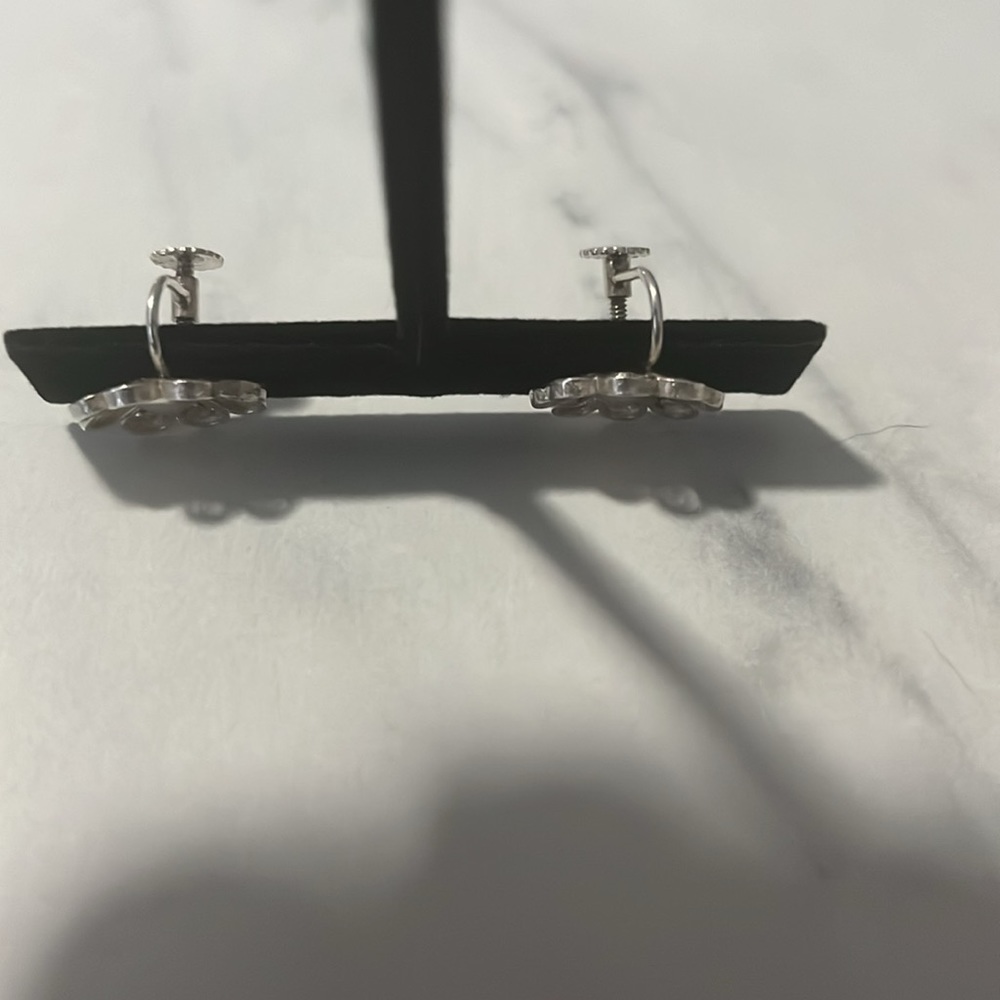 Vintage Scandinavian 830 Silver Screw back Floral Earrings - Picture 9 of 13